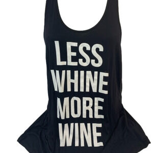 NWT "Less Whine More Wine" Black Tank Top
